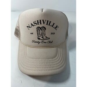 Nashville Twenty-One Club Trucker Hat Tan Cowboy Boots Snapback Otto 39-165 Cap